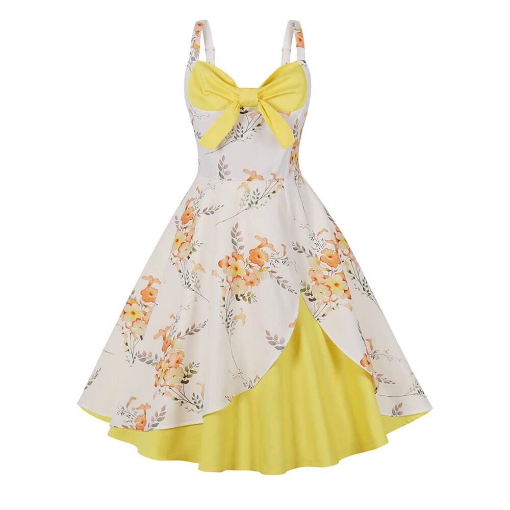 Yellow and White vintage style dress NWT size XL